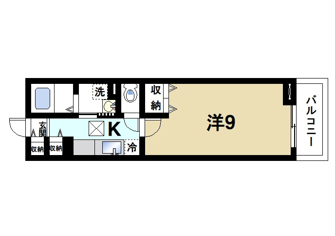 レジデンス芝辻の間取り|お一人暮らしに十分なお部屋です