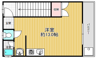 【間取り】 | ヴィラさち | 約30㎡の広々1R★