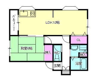 【間取り】 | きくやマンションⅠ | ２ＤＫから１ＬＤＫにリフォーム済み！