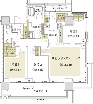 千代田区三番町の賃貸マンションの間取り