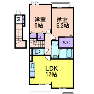 【間取り】 | ヴァン　ヴェール２ | 間取りです（掲載写真は同建物・反転タイプのお部屋です。現況優先と致します。）