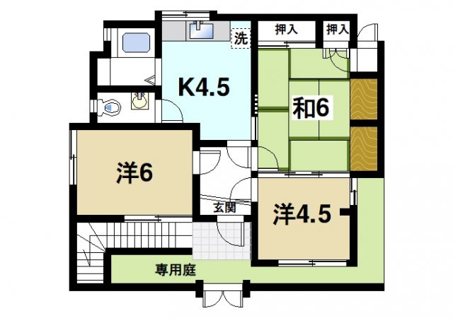 マンション廣岡の間取り|南向きのお庭スペースがお勧め