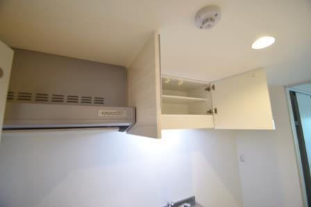 リブリ・ラ　サンサリテ西船橋のキッチン|キッチン上に収納あります