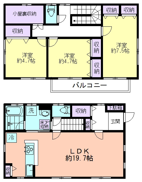 入間市東藤沢２丁目の一戸建ての間取り