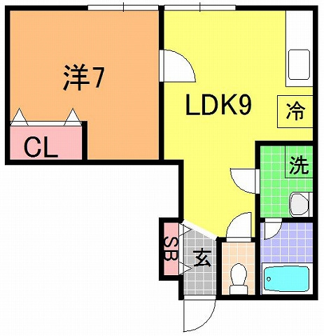 【間取り】 | コーポラスパークタウンA | 1LDK