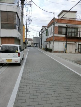 行田市忍１丁目の売地の前面道路含む現地写真|前面道路の写真です。右側が対象地です。