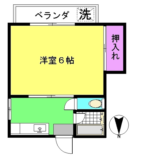 【間取り】 | 第三小口ハウス | バストイレ別で南向きのバルコニー　日当たり良好です。