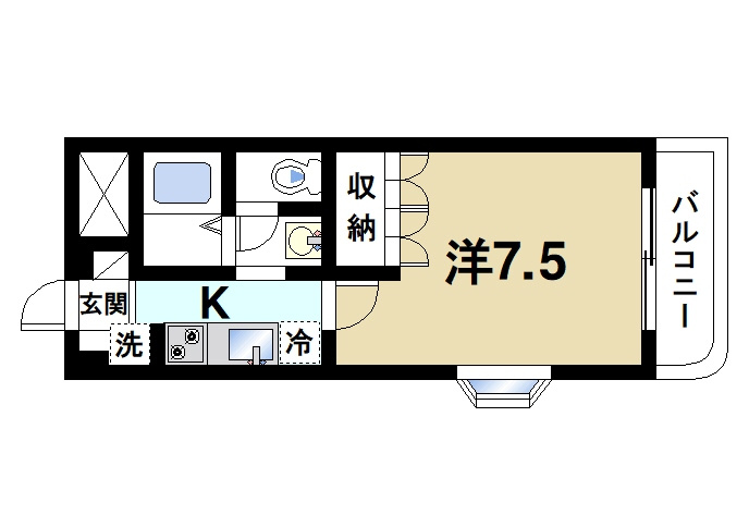 LEGACY学園前の間取り|お一人暮らしにピッタリな間取りです
