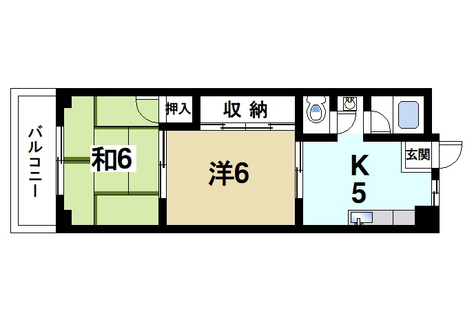 富雄サニーハイツの間取り|2DKの間取り