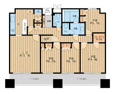 墨田区堤通１丁目の賃貸マンションの間取り|同反転タイプ