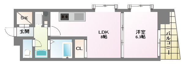 コンソラーレ同心　仲介手数料無料の間取り