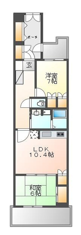 メゾンドイーグレの間取り|広々２ＬＤＫ