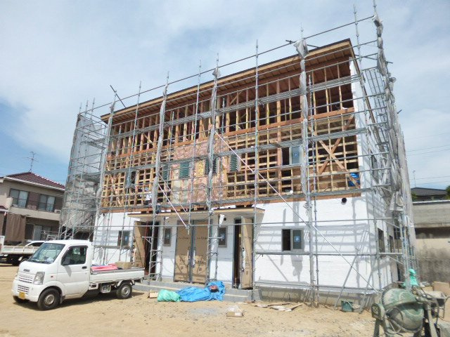 倉敷市藤戸町天城のアパートの外観|工事中現場