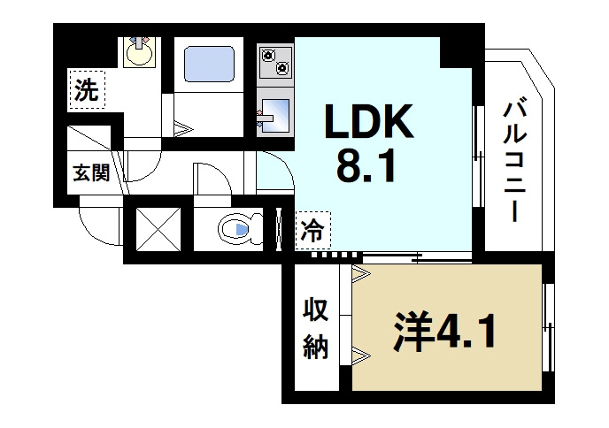 インフィニティの間取り|ゆったりと暮らせる1LDKの間取りです。