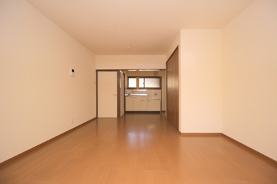 【居間・リビング】 | ハイツ釈迦谷 | 大きなクローゼットがあり収納力バッチリ！　キッチンスペースとの間にはカーテン設置♪