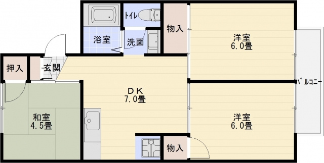 セジュール高井の間取り|安堂駅　3DK