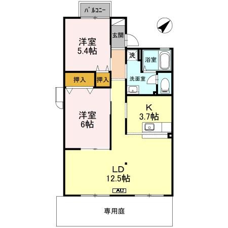 加古川市加古川町友沢のアパートの間取り