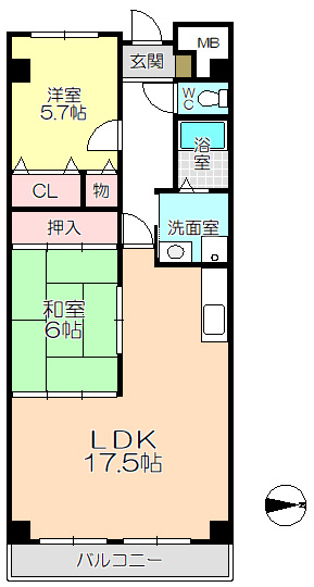 【間取り】 | ローヤルシャトー立花 | 3LDKタイプ（LDK11.5、和室6に分割してます）