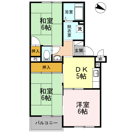 【間取り】 | 若草ハイツ | ☆1部屋和室から洋室へリノベーション済み☆