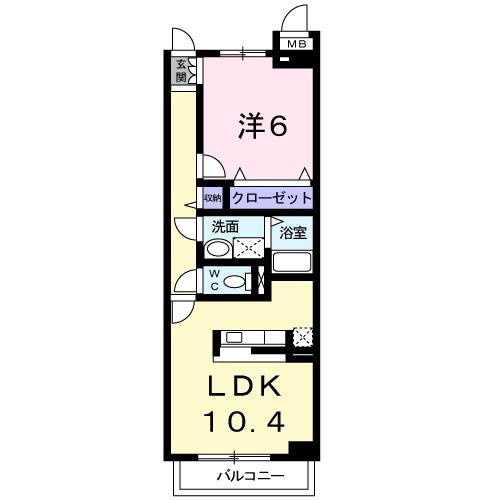 グランエリアールの間取り|★水まわりの設備も充実した１ＬＤＫ