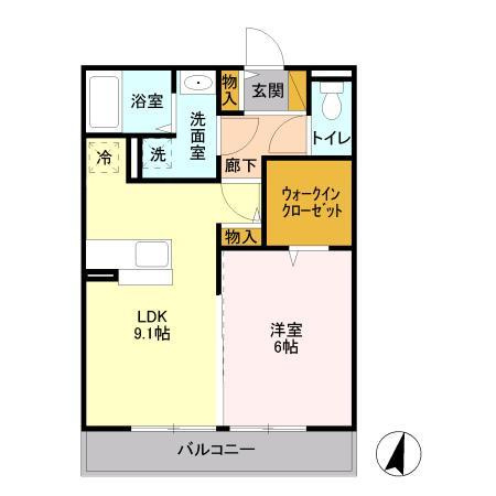 D-room住吉の間取り|オシャレなカウンターキッチンのリビングの間取りです♪