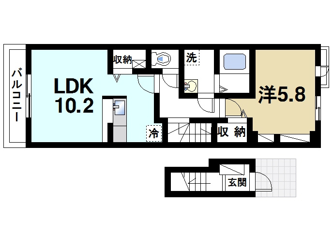 フォンテーヌ　Ｎ－Ⅴの間取り|1LDKの間取り