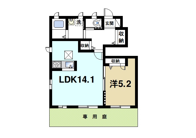 モン・ヴェールＨの間取り|1LDKの間取り