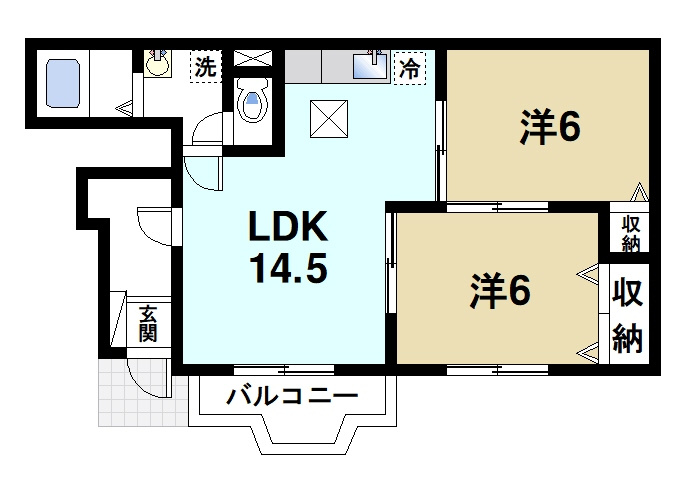 ジェルメの間取り|2LDKの間取りです