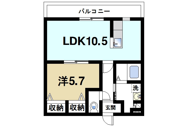 結充Immeuble　B館の間取り|1LDKの間取り