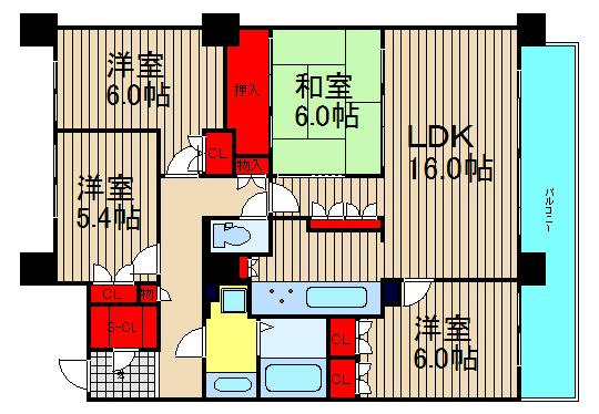 エル・セレーノ上本町レジデンスの間取り
