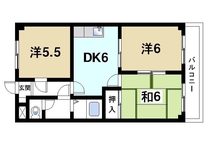 グレースコーポ東生駒の間取り