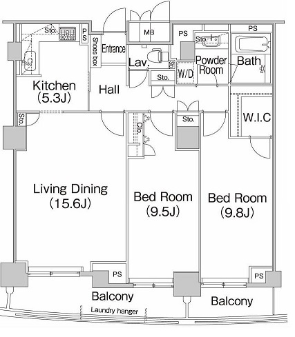 千代田区二番町の賃貸マンションの間取り
