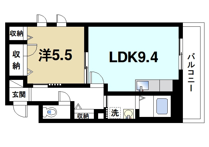 ベレオ天理の間取り|1LDKの間取りです
