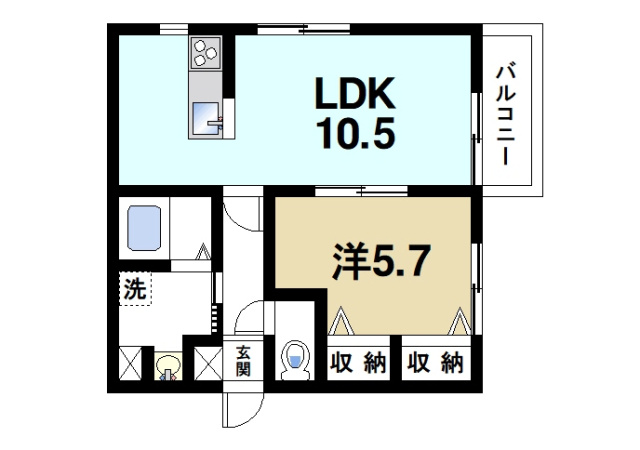 結充Immeuble　A館の間取り|1R
