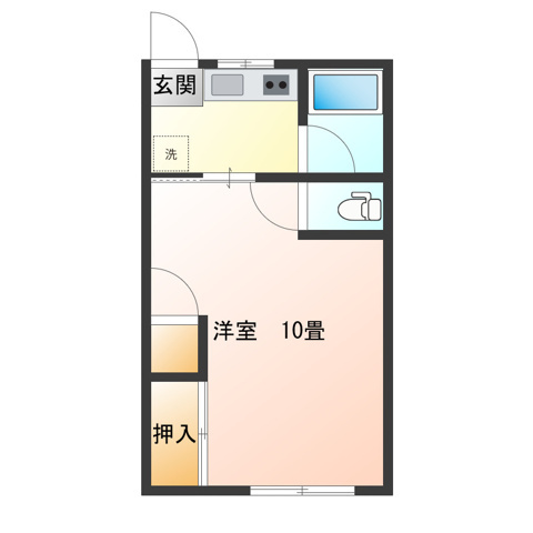 山形市六日町の１Kの間取り
