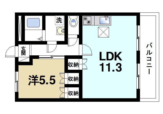 グリーンアイランドの間取り|1LDK