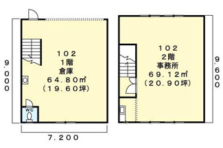 【間取り】 | 温水西１丁目事務所付貸倉庫