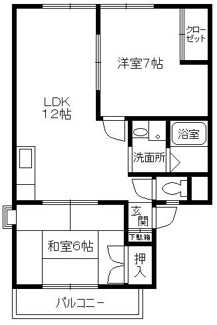 【間取り】 | フローラルシティⅠＤ棟 | ３ＤＫから２ＬＤＫにリフォーム済み！