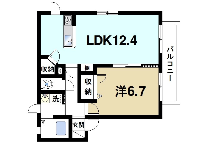 ベラ　カーサの間取り|ゆったり暮らせる1LDKの間取りです。