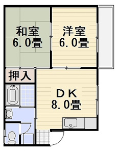 ゆとりのある２ＤＫの間取りです。