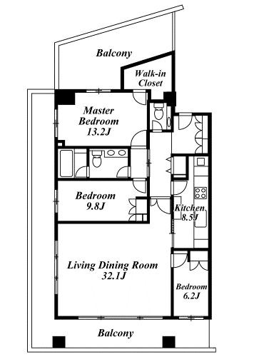 千代田区三番町の賃貸マンションの間取り