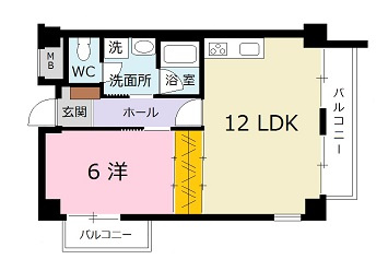 広島市安佐北区落合１丁目の賃貸マンションの間取り
