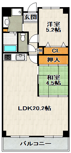 ジャルダン宝塚中山台弐番館Ｂ棟の間取り