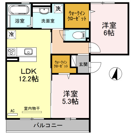 【間取り】 | ボース・ウィングス久宝寺 | ２ＬＤＫ