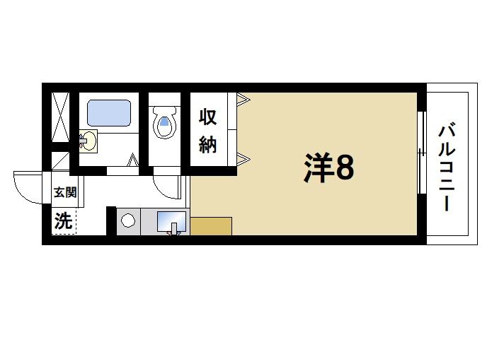 スタジオMの間取り|1R