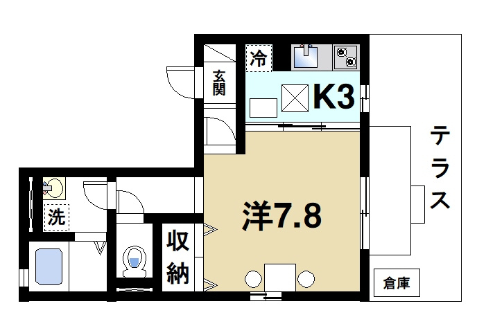 ラフィーネ（東九条町）の間取り|1人暮しにピッタリの間取りです