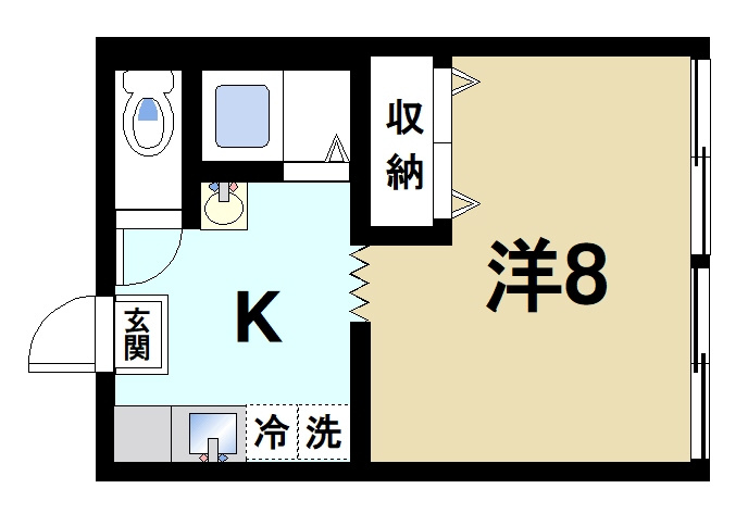 桜館の間取り|お一人暮らしにピッタリの1Ｋのお部屋です。