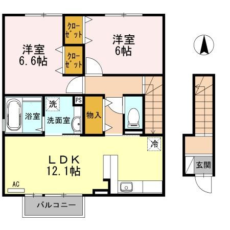 グランヒル青山の間取り|２LDKの広々としたお部屋です♪