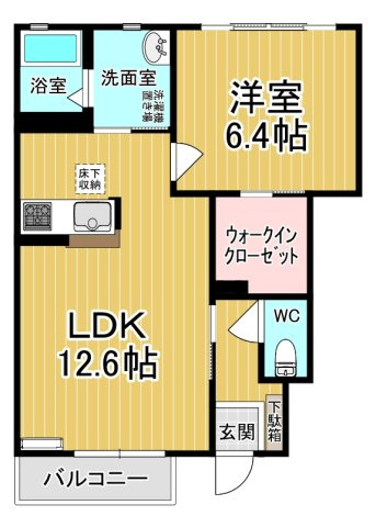 【間取り】 | アリシャＢ | カップルさんにオススメの1ＬＤＫのお部屋です♪