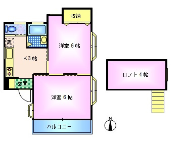 カーサ・OGIの間取り|２階ワンフロアー、広いロフト付きです。